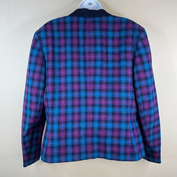 Pendleton Vintage Womens Wool Plaid Blazer Size 14 Corpcore Old Money Jacket - Picture 6 of 14